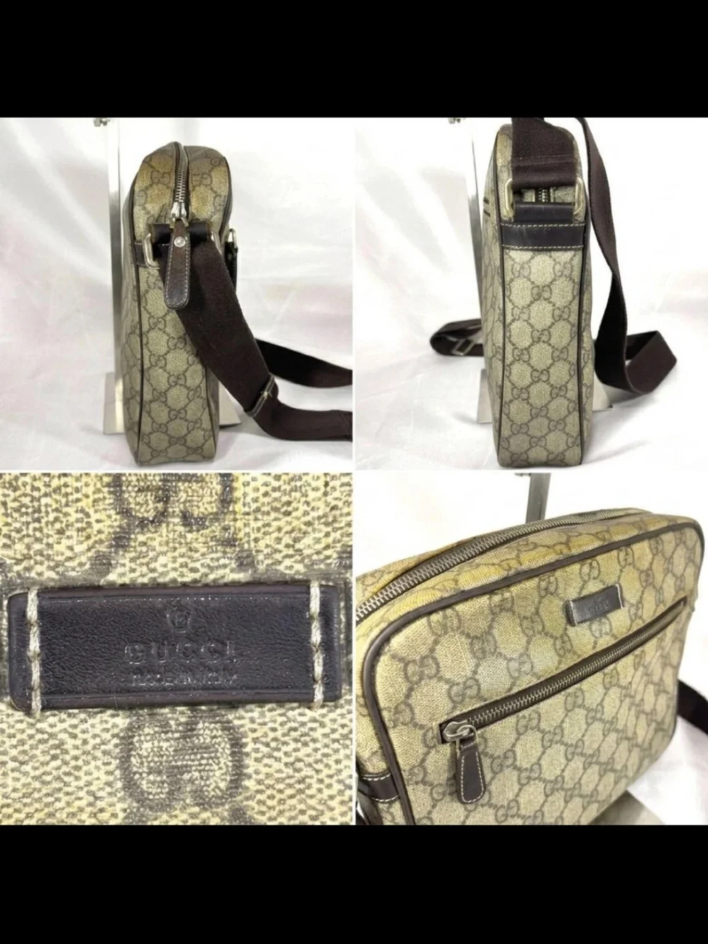 Gucci Brown/Tan Monogram Messenger Bag